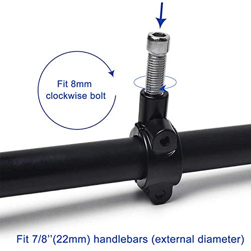 DKMOTORK 0413 Motorcycle Mirror Mount Holder Clamp Adaptor Bracket Right-Handed Thread 8mm Black Aluminum