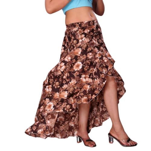 Image of JYESHTA Women's American Crepe Flared A Line Stitched Long Skirt with 12 Mtr Flare 40 in Height | Skirts for Women Long Length | Long Skirts for Girls