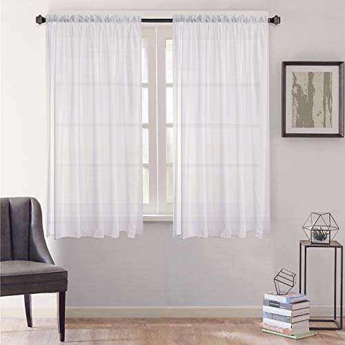 Megachest cotton look voile sheer slot top curtain a pair (cotton-look offwhite, 56" wideX81 drop), W 56" x L 81" (2 Panels)