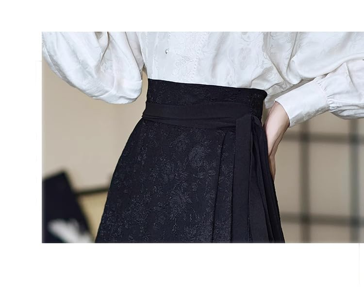 Black Office Horse-Face Skirt, Daily Midi, Pockets4