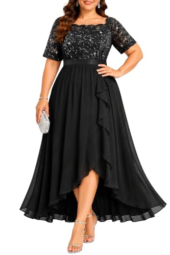Pinup Fashion Plus Size Formal Black Evening Wedding Guest Cocktail Dress