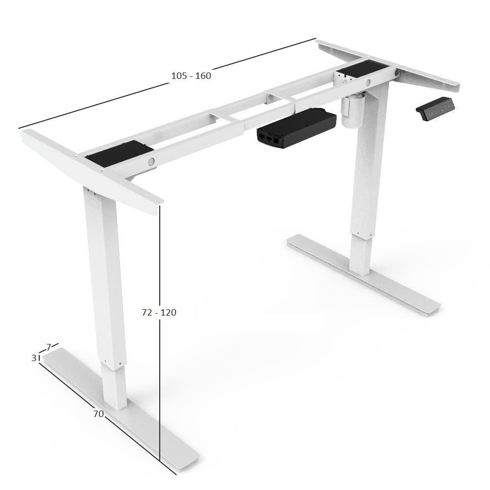 Biurko regulowane elektrycznie – 180 x 80 cm – pojedynczy silnik – białe z jasnym dębem