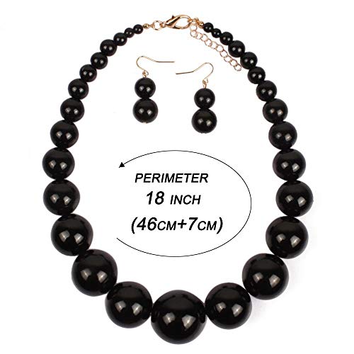 Kosmos-Li Large Style Big Imitate Pearl Strand Choker Necklace With Earrings Set #TOP3