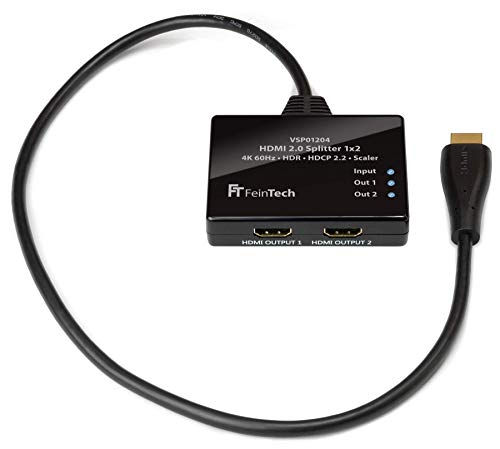 FeinTech VSP01204 HDMI-Splitter Ultra-HD 4K 60Hz HDR mit Scaler, Schwarz