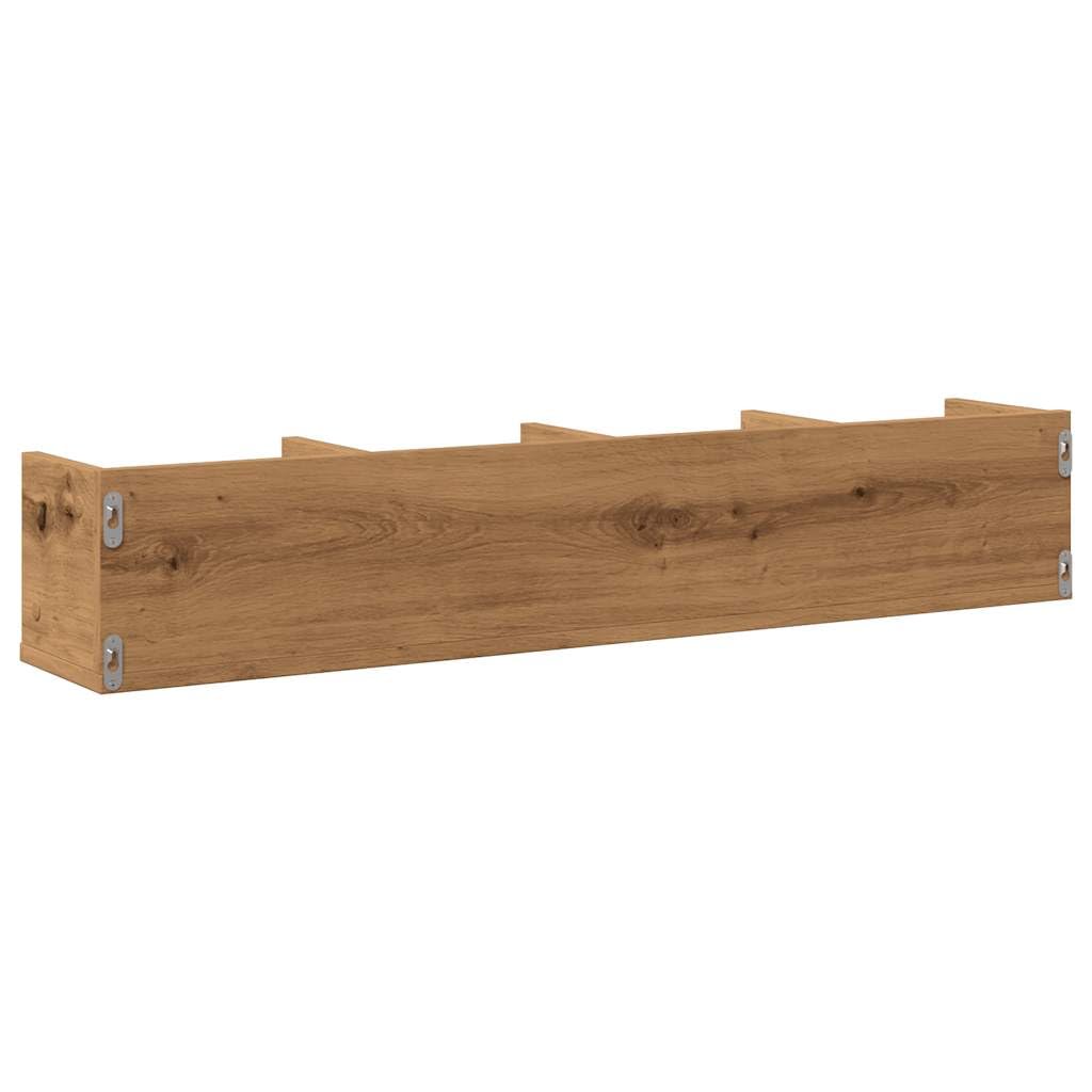 Mensola Porta CD, Scaffale da Parete in Legno Rovere con 4 Scomparti, Design Moderno per Collezioni Musicali o Libri, 100 x 18 x 18 cm