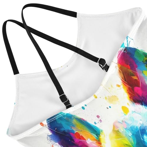 Girls Swimming Suits 3-10 Y Beach Swimwear, Colorful Bulldog White4