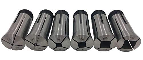 5C square collets 6pcs Set:1/8-3/4 by 8ths