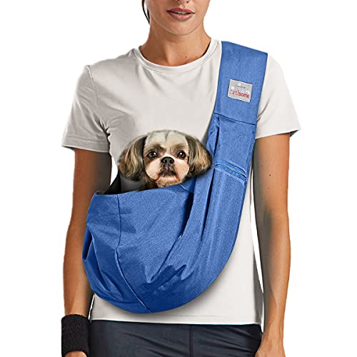 artisome Reversible Medium Dogs & Cats Sling Carrier Bag Suitable for 8-15 lbs Purse Waterproof Travel Hand-Free Pet Backpack (Blue)