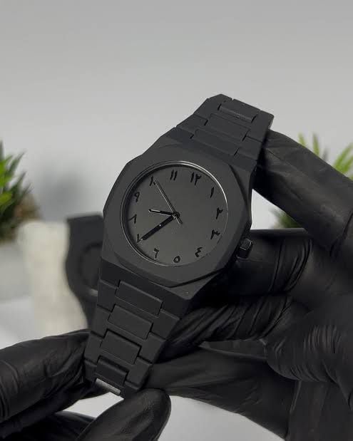 Image of Minimalist Black Analog Watch, Plastic Band, Arabic Numerals, Matte Finish