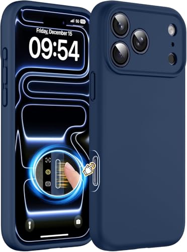 Image of DIZORO Compatible for (iPhone 17 Pro Case) Slim Liquid Silicone Case 3 Layers Full Covered Soft Gel Rubber Phone Case Protective Cover (Navy Blue)