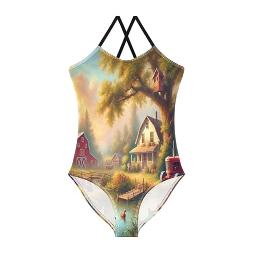 Treehouse Farm White Swimsuit for Girls Bathing Suit Swimwear Summer Beach One Piece Swimsuits