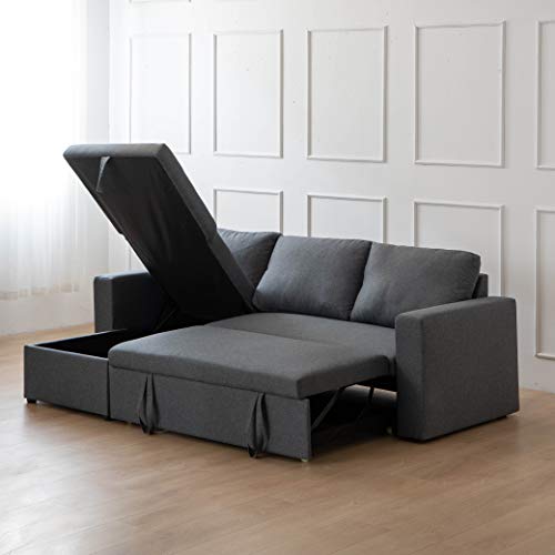 Kingway Sectional Sofa Bed with Storage Convertible Chaise Sofabed, 90.45833.6, Gray