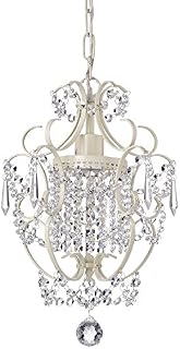 Edvivi Amorette 1-Light Amorette Ivory Finish Mini Crystal Chandelier Wrought Iron Ceiling Light