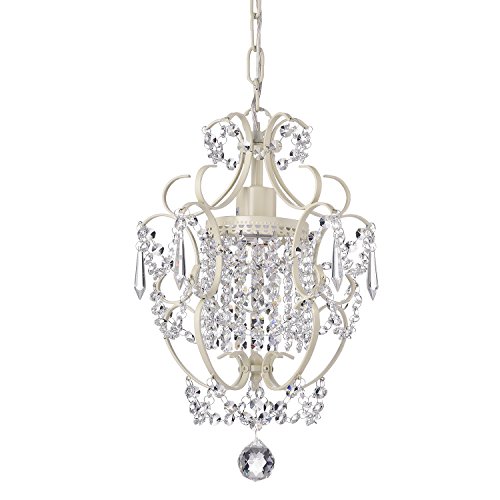 Edvivi Amorette 1-Light Amorette Ivory Finish Mini Crystal Chandelier Wrought Iron Ceiling Light