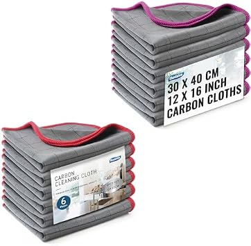 Carbon Cloth Lint Free Microfiber Cleaning Cloth Pack of 6 and Lint Free Carbon Microfiber Cleaning Cloth Pack of 6