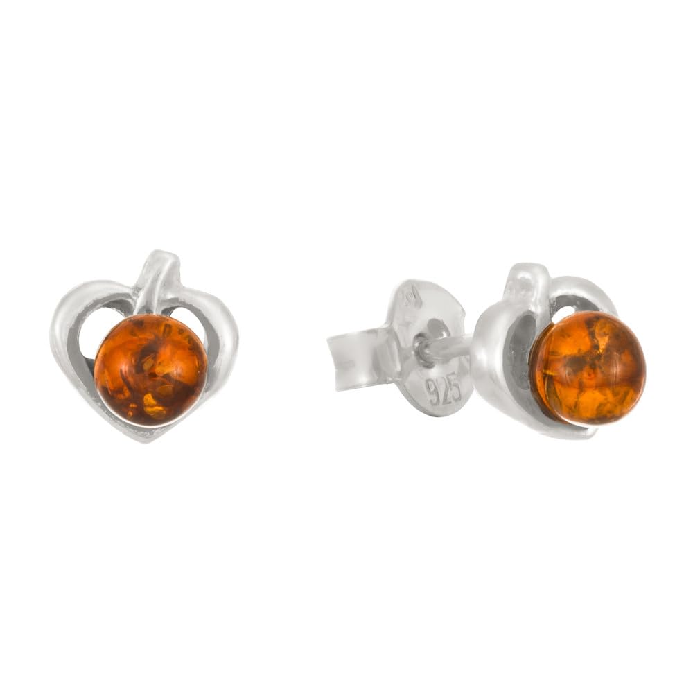 S&A GEMSFiligree Silver Stud Earrings Baltic Amber And Sterling Silver 925