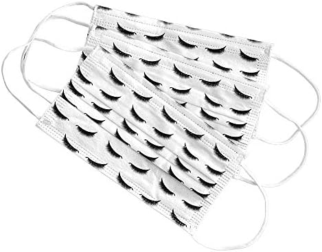 Volume Lash Print Disposable Face Mask | 50 Pack | Lash Eyelash Pattern Printed 3D Volume Design for Lash Care Artist Technician