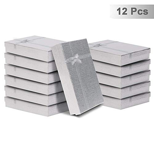 Kurtzy Lot de 12 BoitesCadeau - Coffret de Présentation avec IntérieurVelours - 16 x 11.7x 2.5cm ? BoiteCadeauxDanniversaire ? Coffrets pour BagueCoffret Pour Bouclesd?OreillesCoffret pour Collier - Boites à Bijoux en Carton