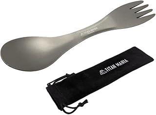 TITAN MANIA(チタンマニア) カトラリー チタン 箸 スプーン フォーク ナイフ カトラリーセット レンゲ おたま しゃもじ 軽量 頑丈 コンパクト 調理器具 キャンプ ソロキャンプ アウトドア用品 キャンプ用品 収納袋付き