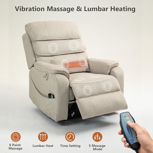 Image of Large Power Lift Recliner Chair for Adults Elderly, Dual Motor Electric Recliner 400LBS, Lay Flat Recliners with Folding Tablet, Wireless Charging, Extended Footrest, USB Ports