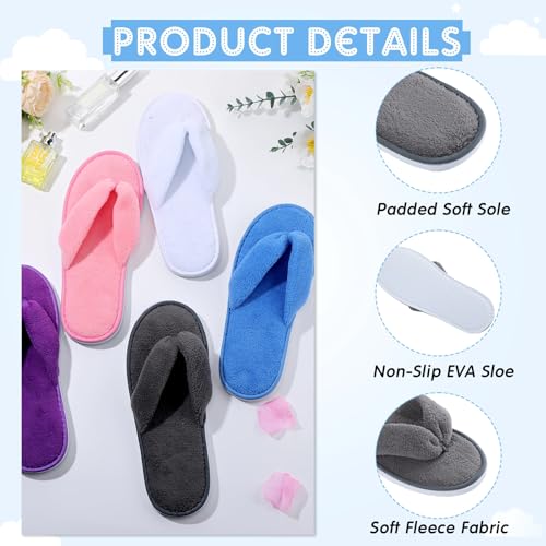 Image of Unittype 10 Pairs Spa Slippers Flip Flops Thong Sandal Slippers Soft Coral Fleece for House Guest Hotel