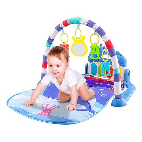 幼児用ジムとプレイマット、幼児用アクティビティマット | キッズジムプレイマット,面白いピアノ遊びキッズアクティビティマット 5 つの子供の感覚のおもちゃ、音楽とライト付き男の子と女の子用 3-6-12 ヶ月用