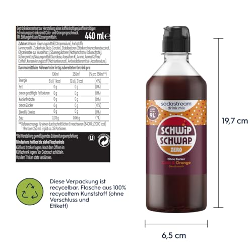 Sodastream drink mix Schwip Schwap Zero Zucker – zuckerfreier Sirup für gesprudeltes & stilles Wasser, 4er Pack (4 x 440 ml), ergibt bis zu 9L Fertiggetränk 5
