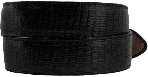 El Presidente Mens Black Western Cowboy Belt Teju Lizard Print Rodeo Buckle2