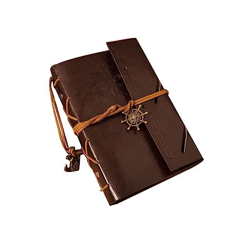 Operitacx Quaderno A Fogli Mobili Vintage in Pu Quaderno Da Disegno A Tema Pirata 180 Pagine Diario Di Viaggio in Carta Bianca