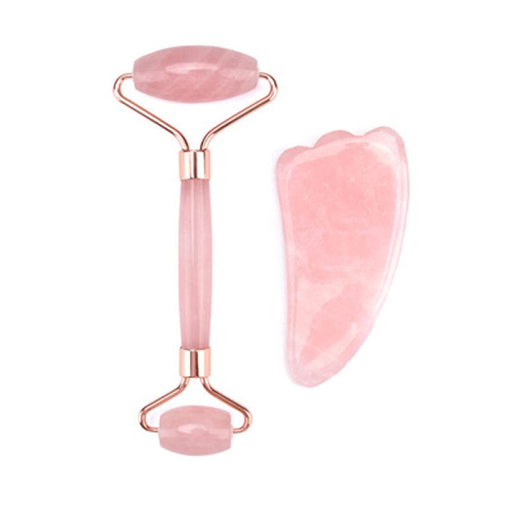 ROSE QUARTZ JADE JADE MASSAGE MASSAGE CRISTAL PIERRE FACE CONFÉNAGE JADE MASSAGER SKIN FACE ROLLER-1 jeu