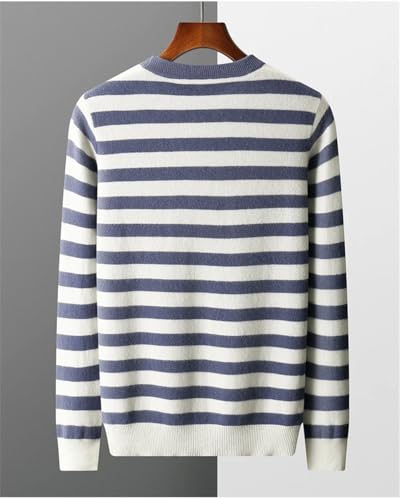 Men's Wool Sweater O-Neck Long Sleeves Knitted Pullover Striped Contrast Casual Jumper Tops3