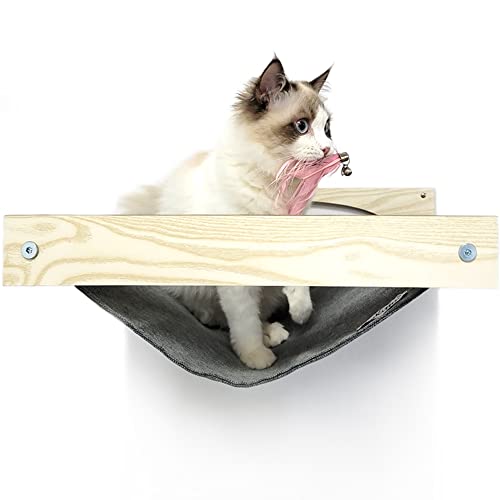 Heykitten 17" Cat Wall Hammock For 2X4 Stud Mount, Floating Kitten Shelf, Diy Suspension Kitty Perch For Large And Multiple Indoor Cats, Maple #TOP7