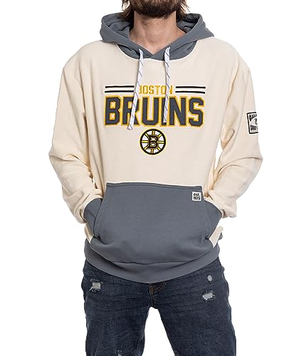 Calhoun NHL Surf & Skate Mens Reverse Terry Retro Style Premium Hoodie (XX-Large, Boston Bruins)