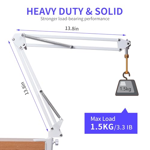 Bras de microphone réglable blanc compatible PM1 support de table podcast - 4