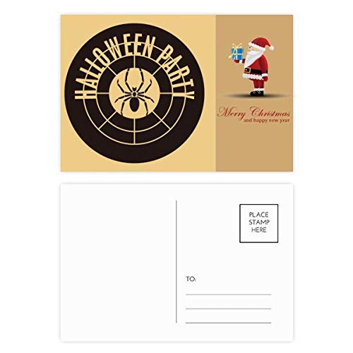 Cartes postales rondes pour Halloween araignée de Père Noël : écriture facile