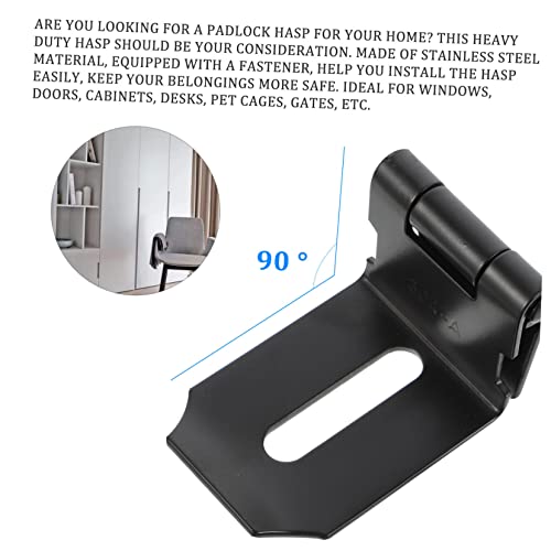 Image of DOITOOL 2pcs Stainless Steel Right Angle Cabinet Hasp Lock Easy to Install Padlock Latch for Security Theft Door Lock System