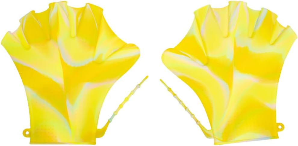 1 Pair Silicone Swimming Gloves Swim Flippers Gear Fins Hand Webbed Palm Finger Aquatic Training Water Resistance Fitness Paddle Aerobics Snorkeling for Men Women Size L