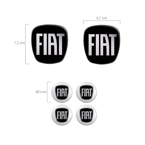 6 Adesivos Emblema Fiat Preto Grand Siena 2012 Até 2019