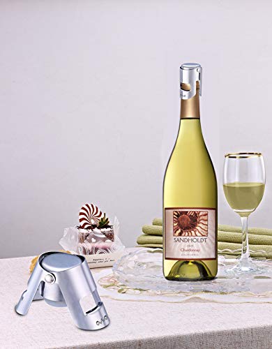 OWO Champagne Stopper with Stainless Steel, Champagne Saver Plug with Food Grade Silicone, Reusable Bottle Sealer Keeps Champagne Fresh, Best Champagne Accessories Gift (4pack set)