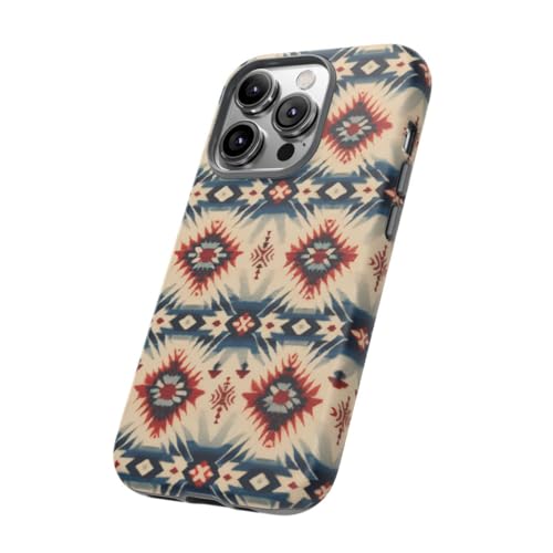 Coque iPhone 14 Pro rouge et bleu géométrique anti-trace rigide mate - 2
