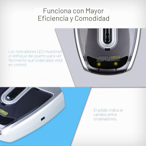 Switch KVM USB Aten US221A plateado para conectar dos PC a periféricos comunes 6