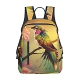 OTRAHCSD Sac à dos léger pour homme et femme, colibri et fleurs roses, sac à dos décontracté pour randonnée, camping, voyage, extérieur, comme sur l'image, taille unique