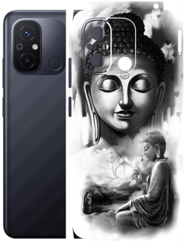 Image of AtOdds - Full Body Back Screen Guard Protector Film - Lamination Wrap Skin Sticker Compatible with REDMI 12C | Scratchproof Matte Finish (Buddha)