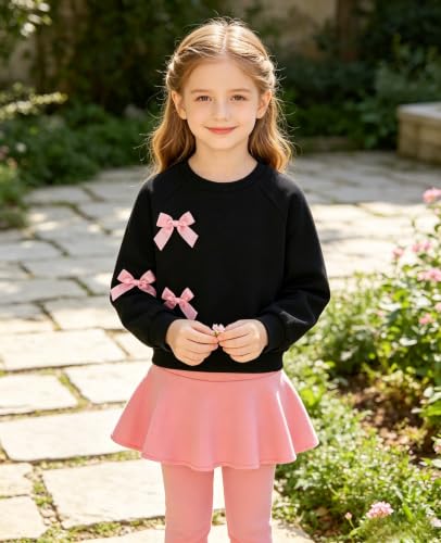 Image of Toddler Girl Clothes Ruffle Long Sleeve Heart Print Tops and Pants 2PC Little Girl Winter Outfits Size (4-7T)