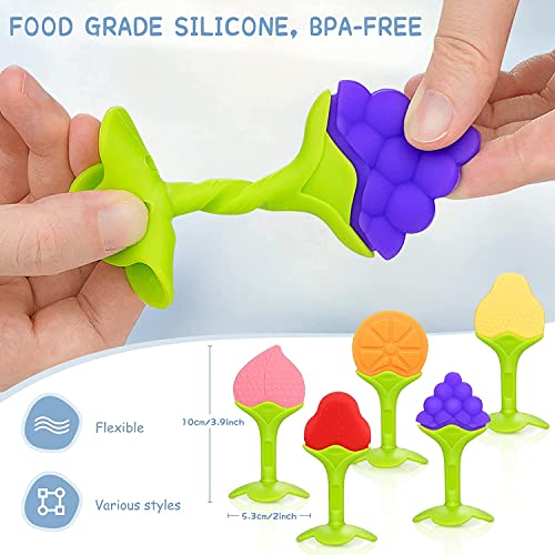 Image of Infant Teething Set For Baby, 4 And 2 Pack Combo Set, Silicon Baby Teethers Set, Bpa Free (Multicolors) (1 Medicine Dropper + 1 Fruit Teether)