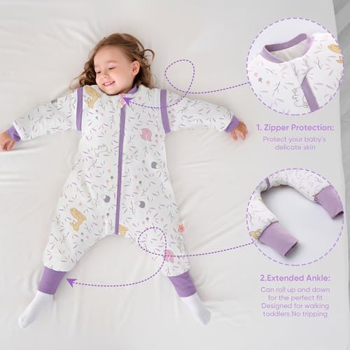 Image of LAT Winter Baby Sleep Bag with Feet,3-way zip Wearable Blanket with Removable Sleeves,Warm Sack for Toddler 2.5 TOG