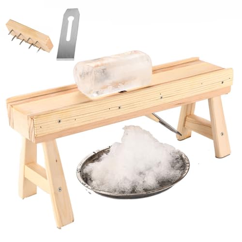 Máquina de afeitar de hielo manual de madera con protector de mano 2