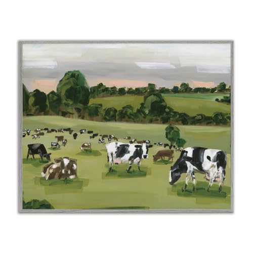 Cow Grasslands Cattle Sunset Plains, 24 x 30 Inch Framed Giclée Print
