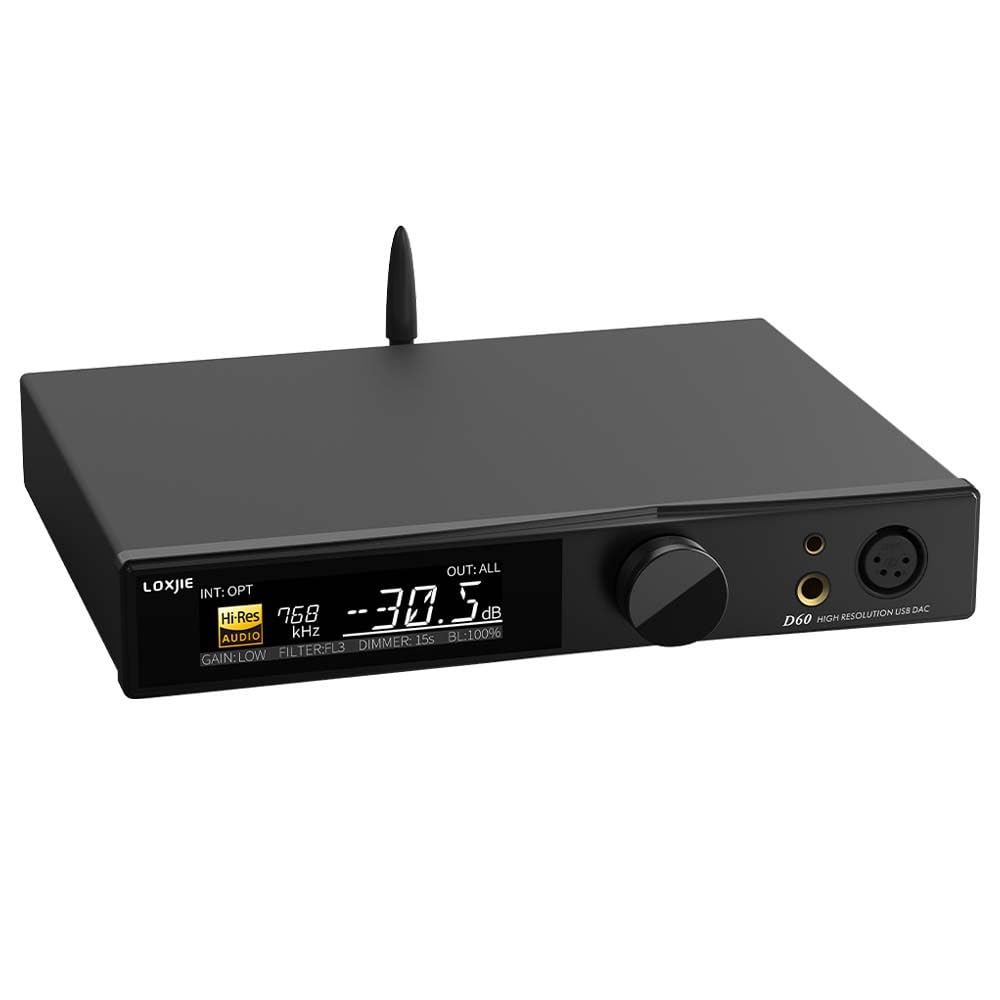 LOXJIED60 Headphone Amplifier Decoder HiFi Audio Bluetooth 5.1, 6.35mm/4.4mm Headphone Jack XLR RCA outputs THD+N -125dB Supports LDAC aptX-HD AAC SBC with Remote Control (black)