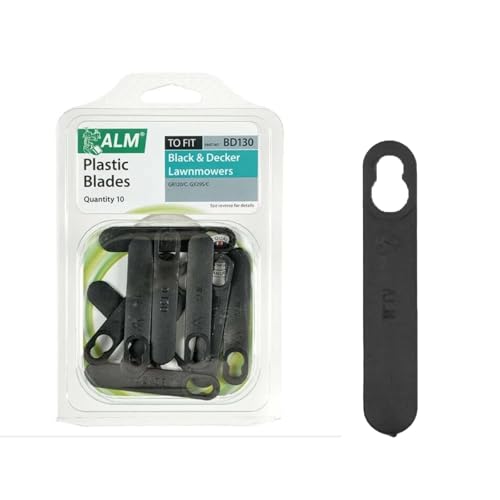 Image of HOCHSTE® Black & Decker Replacement Lawnmower Clip-On Blades, Durable Clip, Polymer Blades, Secure Fit and Better Cut, Corded Electric Power Source, Suitable for Gardens & Lawns, Pack of 10